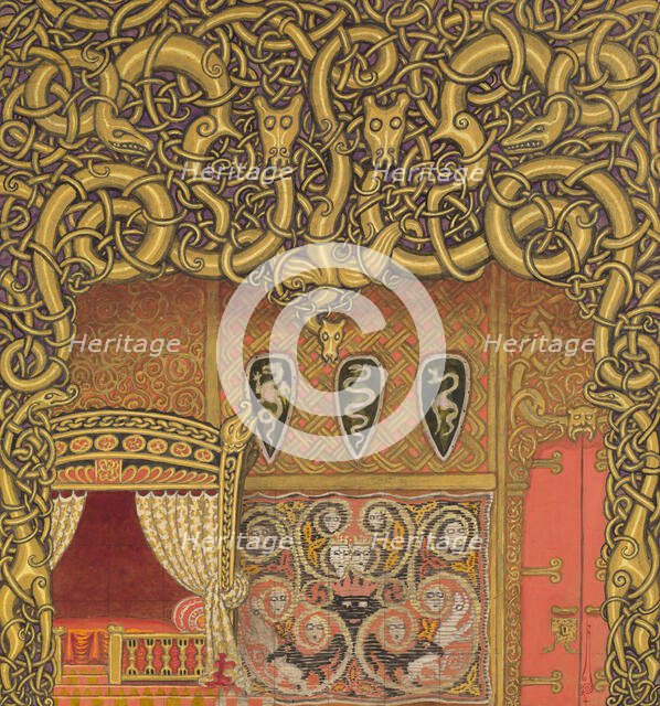 Bedroom, Set Design, 1914. Creator: Nikolay Kalmakov.