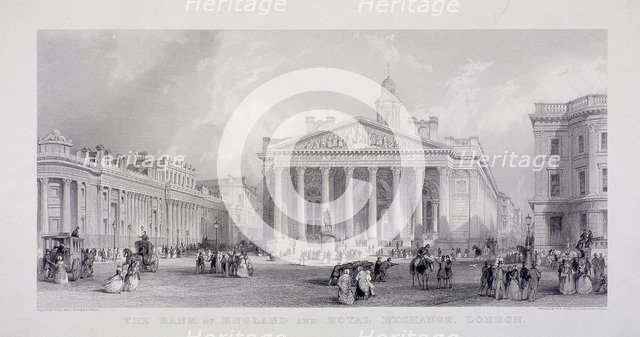 Bank of England, Threadneedle Street, London, c1850. Artist: Thomas Abiel Prior