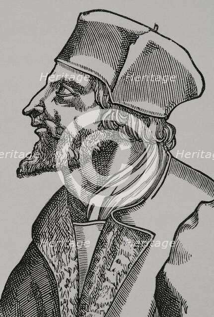 Jan Hus, (1369-1415), Czech theologian and philosopher, 1877. Creator: Unknown.