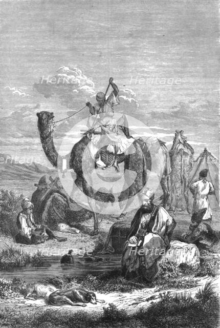 'Caravan Reposing, in the Hauran; The Stone Towns of Central Syria, otherwise called..., 1875. Creator: Unknown.