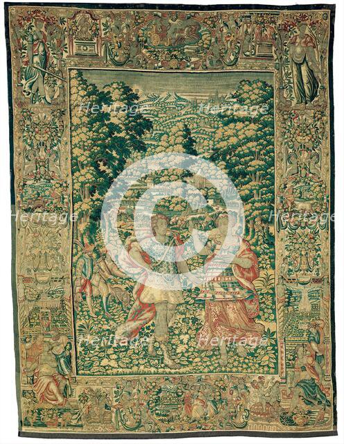 Venus and Adonis (?) with the Duck Hunt, Flanders, c. 1600. Creators: Jacques Geubels, Catharina van den Eynde.