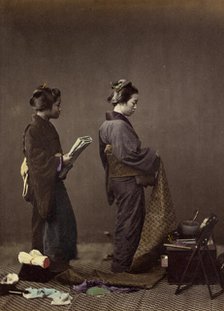 Putting on the Obi, or Girdle, 1866-1867. Creator: Felice Beato.