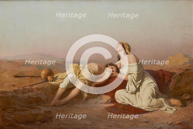 Hagar and Ishmael in the desert, 1888. Creator: Josef Straka.