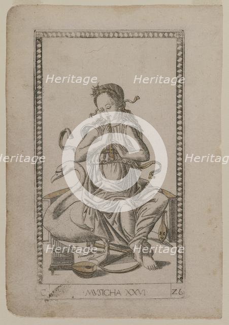 Music (from the Tarocchi, series C: Liberal Arts, #26), before 1467. Creator: Master of the E-Series Tarocchi (Italian, 15th century).