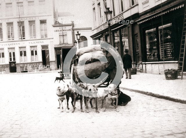 Man with dogcart, Antwerp, 1898. Artist: James Batkin