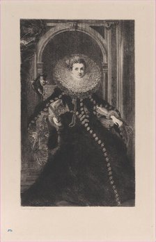 Infanta Isabella, after Simon de Vos, 1873. Creator: Jules-Ferdinand Jacquemart.