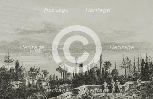 View of Pera, suburb where the Armenians live, Constantinople, (Istanbul), Turkey, 1838. Creator: Victor-Marie-Felix Danvin.