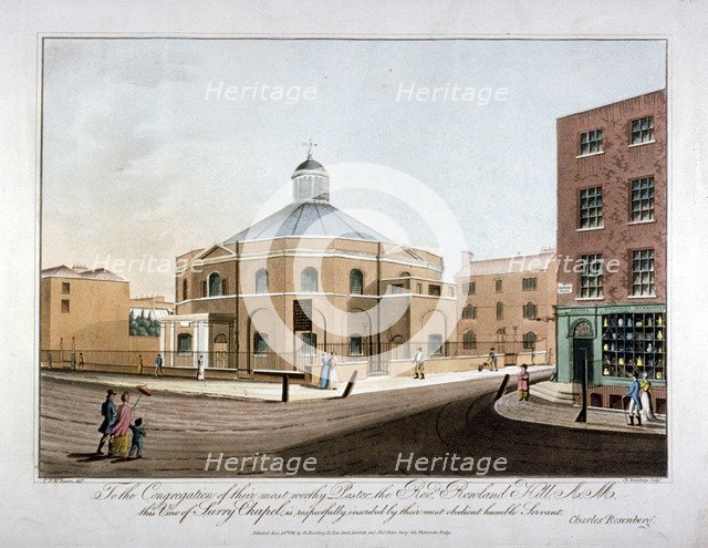 Surrey Chapel, Blackfriars Road, Southwark, London, 1816. Artist: C Rosenberg