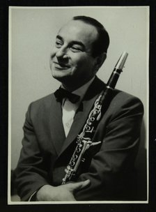 Portrait of American clarinetist Peanuts Hucko, 1950s. Artist: Denis Williams