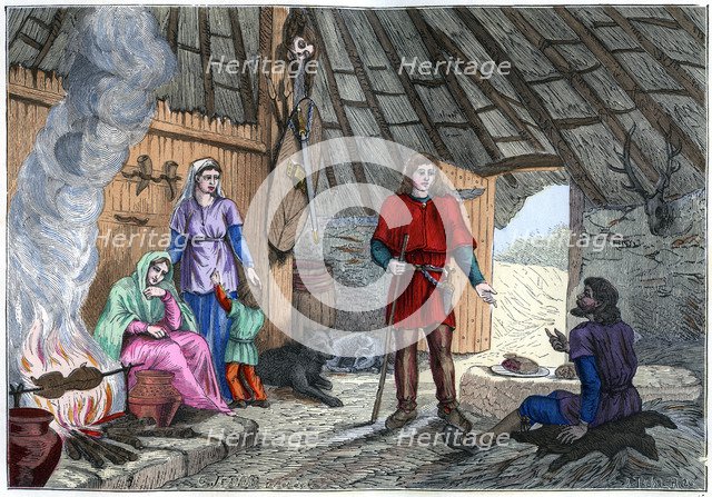 Interior of a Gaulish house, 1882-1884.Artist: A Tauxier