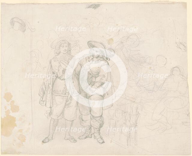 Two Cavaliers [recto], c. 1850s. Creator: Emanuel Gottlieb Leutze.