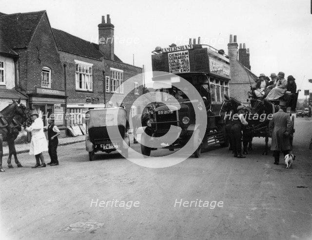 Bus on a street in Amersham, Buckinghamshire. Artist: Unknown