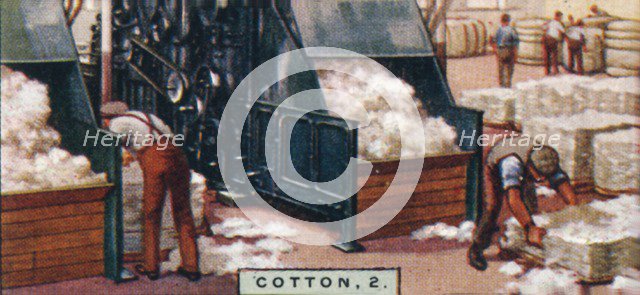 'Cotton, 2. - Breaking up Bales in Mixing Room, England', 1928. Artist: Unknown.