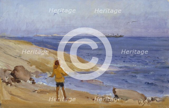 Antti on a Rocky Beach, 1908-1915. Creator: Venny Soldan-Brofeldt.