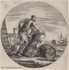 Galley Slave Hauling a Ship's Cargo, 1656. Creator: Stefano della Bella.