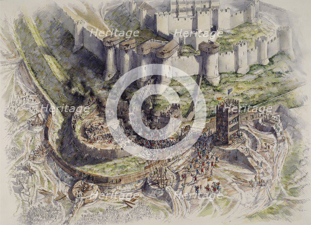 Siege of Dover Castle, Kent, 1216 (c1995-c2006).  Artist: Peter Dunn.