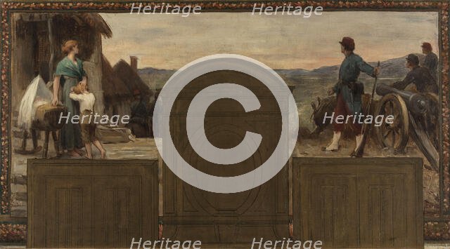 Esquisse pour la mairie de Saint-Maur-des-Fossés : Maternité et Patrie - La défense de la..., 1883. Creator: Paul Albert Baudouin.