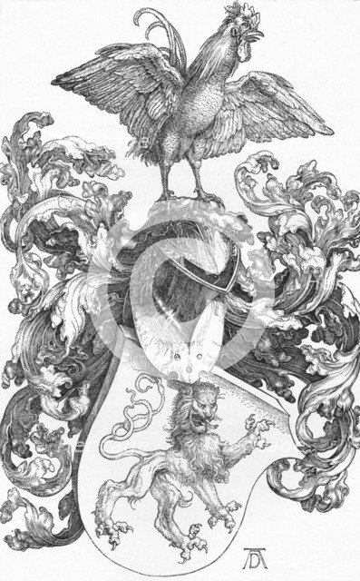 'The Coat of Arms with a Lion and a Cock', c1502-1503, (1906). Artist: Albrecht Durer.