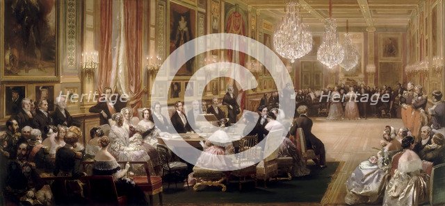 Concert in the Galerie des Guise at Chateau d'Eu, 4th September 1843. Artist: Lami, Eugène Louis (1800-1890)