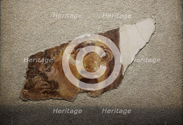 Fragment with tragic theatrical mask, 1st century. Creator: Roman-Pompeian wall painting.
