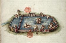 Bains de Bourbon-l'Archambault. Miniature from Générale description du pais et..., 1561-1574. Creator: Anonymous master.