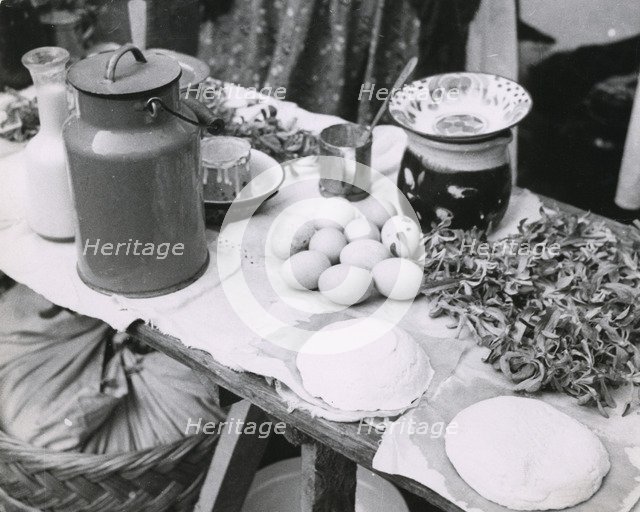 Food for sale at the market, Zagreb, Croatia, Yugoslavia, 1939. Artist: Unknown