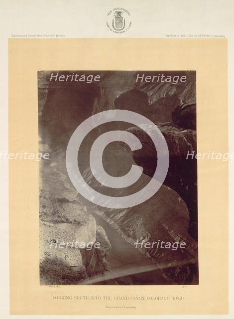 Looking South into the Grand Canyon, Colorado River, Sheavwitz, 1872. Creator: William H. Bell (American, 1830-1910).