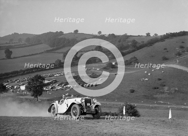 Singer competing in the Singer CC Rushmere Hill Climb, Shropshire 1935. Artist: Bill Brunell.