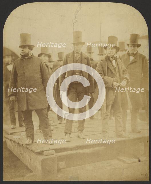 Group portrait: J. Scott Russell, Henry Wakefield, Isambard Kingdom Brunel, Lord Derby, 1857. Creator: Robert Howlett.