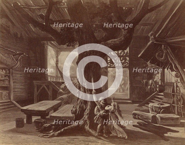 Set design for opera Die Walküre by Richard Wagner, ca 1878.