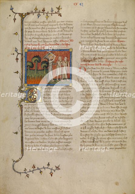 The Expulsion from Paradise, about 1360-1370. Creator: Master of Jean de Mandeville.