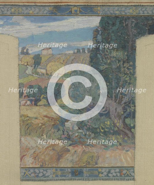 Esquisse pour la mairie de Fresnes : Paysage. Travaux des champs, 1905. Creator: Victor Menu.