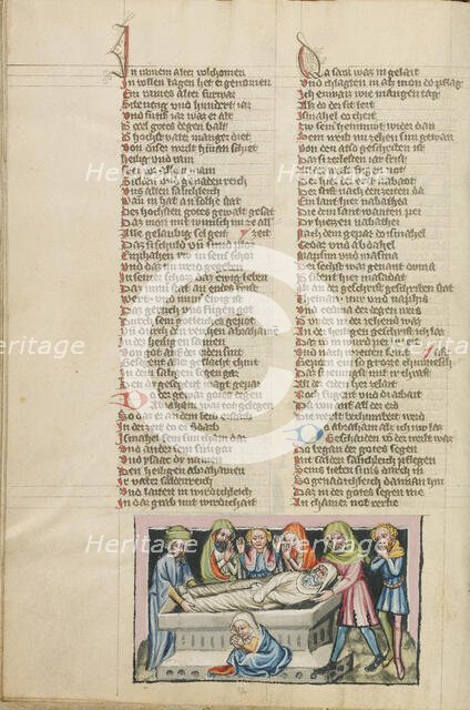 The Burial of Abraham; Weltchronik, about 1400-1410. Creator: Unknown.
