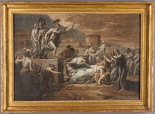 Horatius Slaying his Sister Camilla after the Defeat of the Curiatii, c. 1790. Creator: Etienne Barthelemy Garnier.