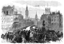 The Funeral of Lord Palmerston: the procession passing Charing-Cross, 1865. Creator: C. R..