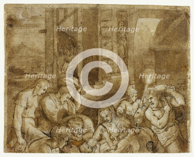 Adoration of the Shepherds: Upper Half, 16th century. Creator: Unknown.