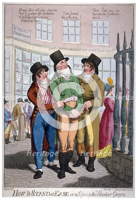 'How to stand at ease, or a lesson for the Volunteer Gazers', 1804. Artist: Anon