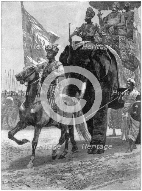 Arrival of the Nawab Siraj Ud Daulah before Clive's position, India, 1757, (1893).Artist: Richard Caton Woodville II