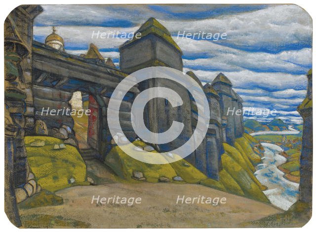 Stage design for the opera Prince Igor by A. Borodin. Artist: Roerich, Nicholas (1874-1947)