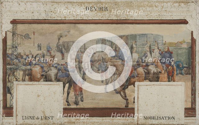 Esquisse pour la salle des fêtes de la mairie de Nogent-sur-Marne : Devoir : Ligne..., 1889. Creator: Edmond Debon.