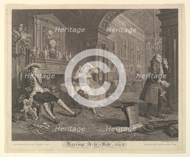 Marriage A-la-Mode, Plate II, April 1745. Creator: Bernard Baron.