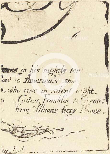 Restrike from fragment of cancelled plate for "A Prophecy", 1793. Creator: William Blake.