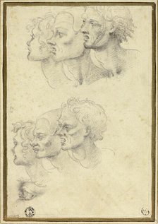 Sketches of Three Male Heads in Profile, 1580/1600. Creator: Unknown.