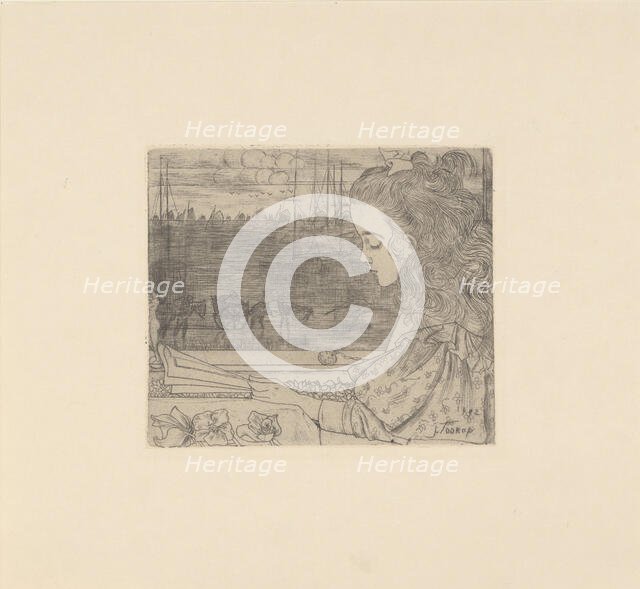 Portrait of Charley Toorop, reading by the window, c1900. Creator: Toorop, Jan (1858-1928).