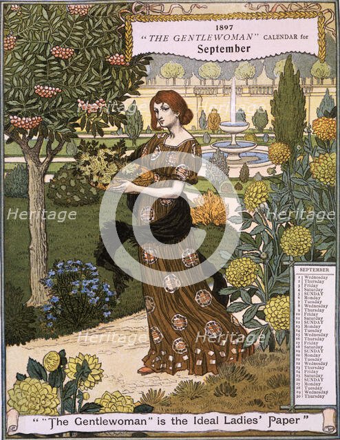 "The Gentlewoman" Calendar for September 1897. Creator: Unknown.
