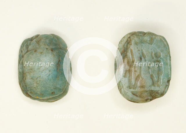 Scarab: Two Seated Deities, Egypt, New Kingdom, Ramesside Period, Dynasties 19-20 (abt 1295... Creator: Unknown.