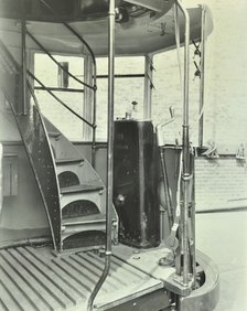 Interior of an electric tram showing driver controls, 1931. Artist: Unknown.