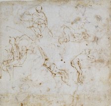 Five small Figure Studies, c1490-1560. Artist: Michelangelo Buonarroti.