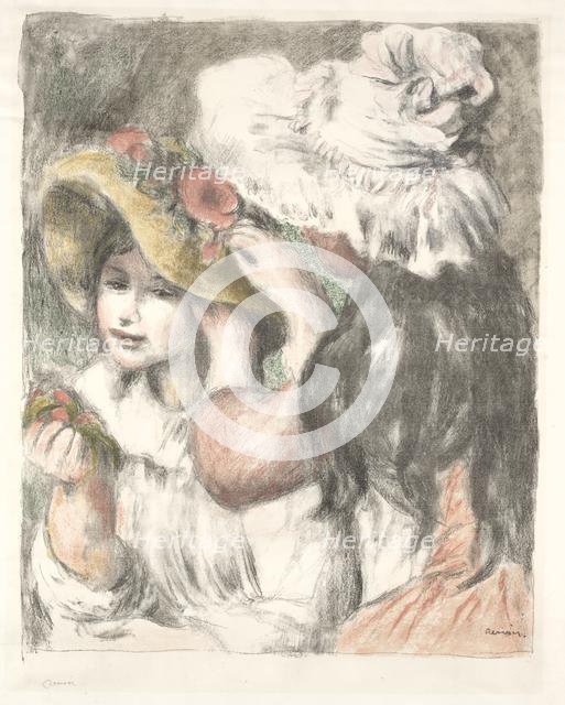 Pinning the Hat, c. 1898. Creator: Pierre-Auguste Renoir (French, 1841-1919).