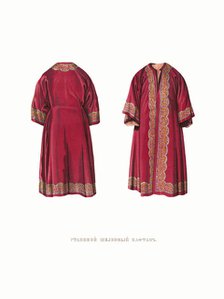 Silk caftan. From the Antiquities of the Russian State, 1849-1853. Creator: Solntsev, Fyodor Grigoryevich (1801-1892).